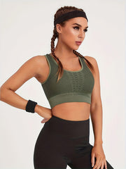 High Elastic Wide Strap Sports Bra Cutout Fitness Yoga Running Bra
