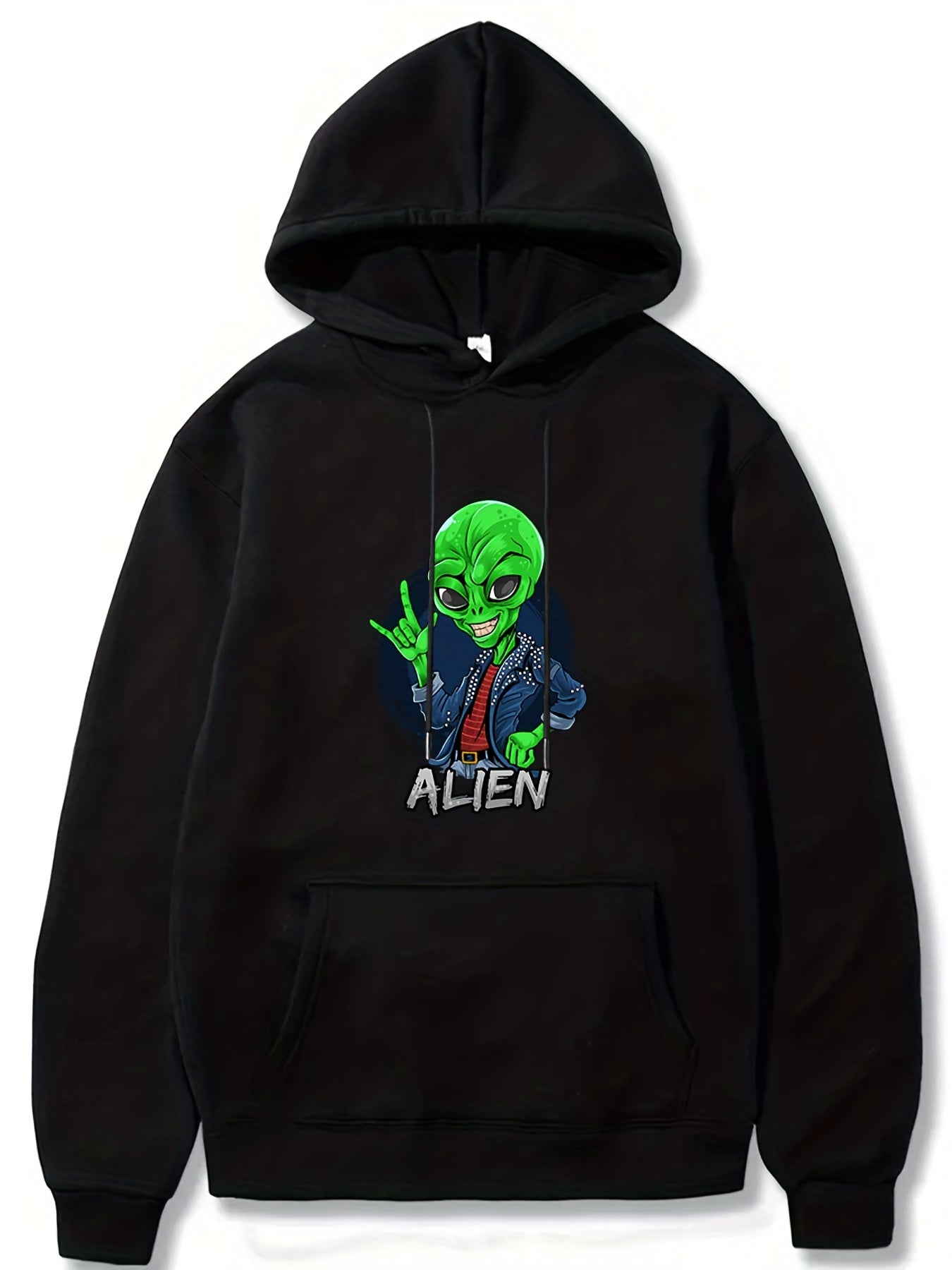 Alien Print Hoodie Graphic Sweatshirt With Kangaroo Pocket