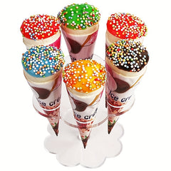 Acrylic Ice Cream Egg Cylinder Stand Holder with 16 Holes