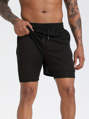 Men's Active Two Layers Shorts With Pockets for Fitness