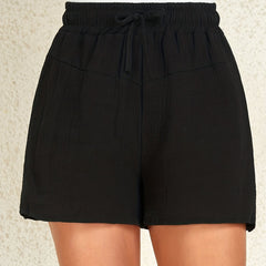 Solid Drawstring Shorts for Women