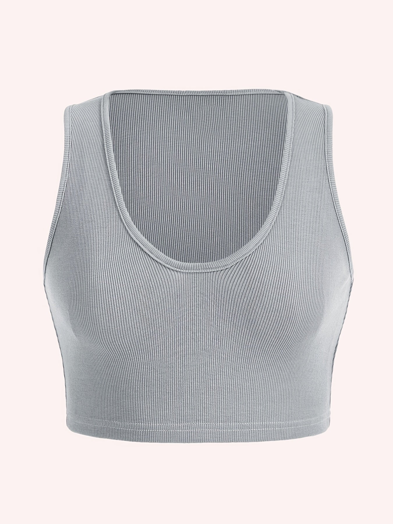 Ribbed Scoop Neck Stretch Crop Tank Top