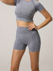 3pcs Seamless High Waist Yoga Shorts Elasticity Sports