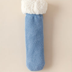 2 Pairs Plush Lined Slipper Socks Warm Women's Mid Tube Stockings