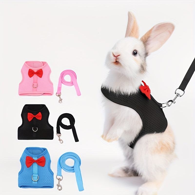 Breathable Mesh Rabbit Chest Harness Set for Small Animals