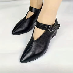 Women's Mid Heel Pointed Toe Dance Shoes with Buckle Strap