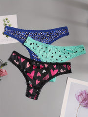 3 Pack Plus Size Lace & Leopard Heart Panty Set