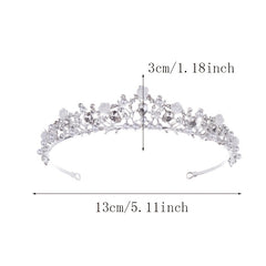 Silvery Rhinestone Faux Pearl Headband Flower Head Hoop Bridal