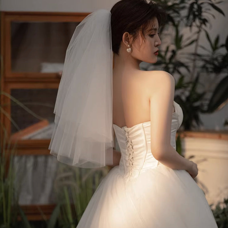 Bridal Wedding Veil & Plain Yarn Soft Fabric Studio Fairy Veil