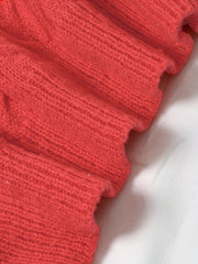 Casual Sweater Women's Solid Jacquard Cold Shoulder Jumper