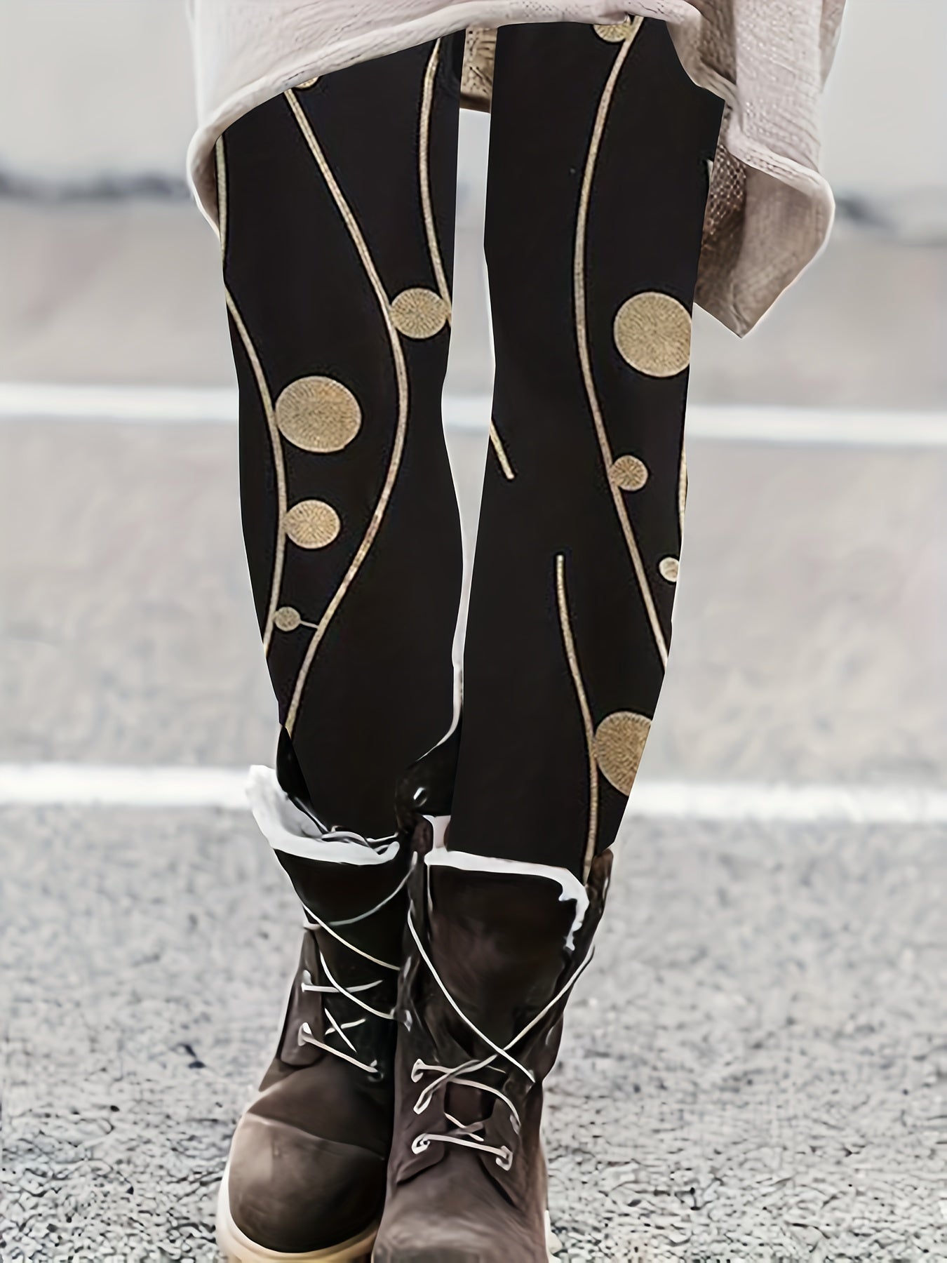 Dot Print Casual Leggings for Women - Skinny Fit