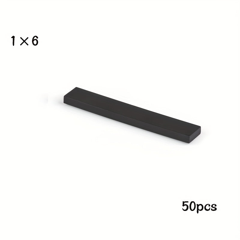 50pcs 1x6 Low Wall Flat Bricks for MOC 6636 Building Blocks