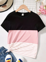 Women's Plus Colorblock Stripe Print Top & Pants Set
