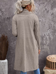 Drop Shoulder Pocketed Long Cardigan Loose Long Sleeve Knit Women's Clothing