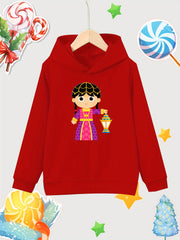 Girl Lantern Print Cotton Hooded Sweatshirt