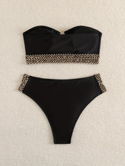 Glitter Band Ring Bikini Set Sexy Swimsuit Beachwear Stretchy Women's Swimwear
