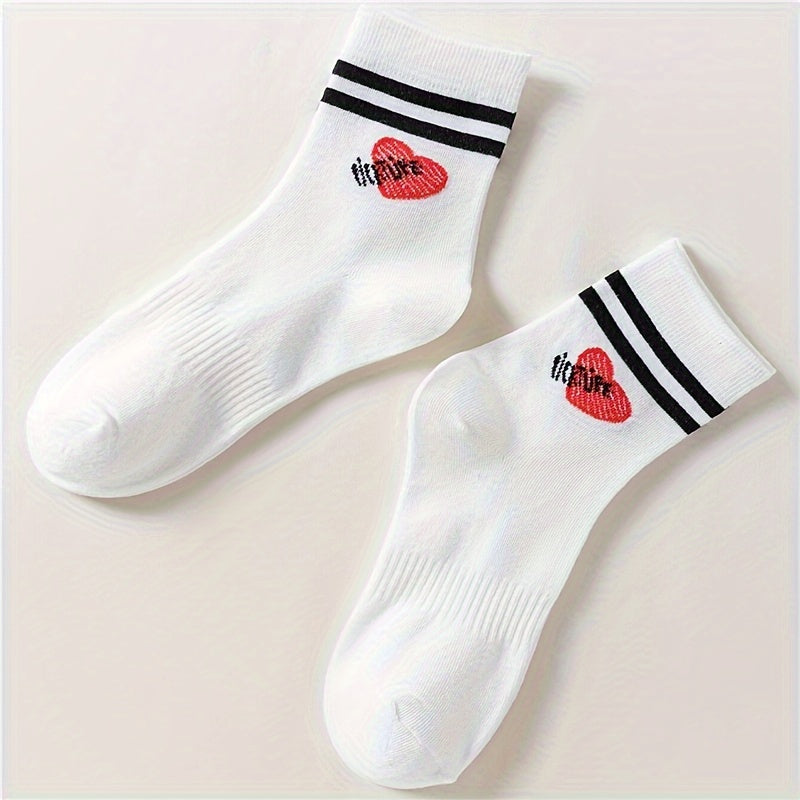 Heart Print Mid Tube Socks Women's Stockings