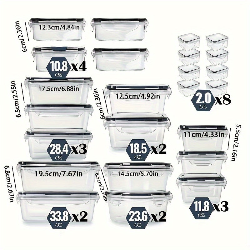 24pcs Refrigerator Sealed Freshkeeping Boxes Food Jar Storage Box