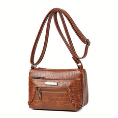 Vintage Croc Embossed Shoulder Bag for Women