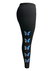 Plus Butterfly Print High Rise Stretch Leggings