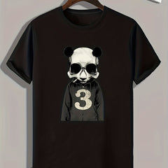 Panda Skull Print Men's Graphic T-shirt for Summer