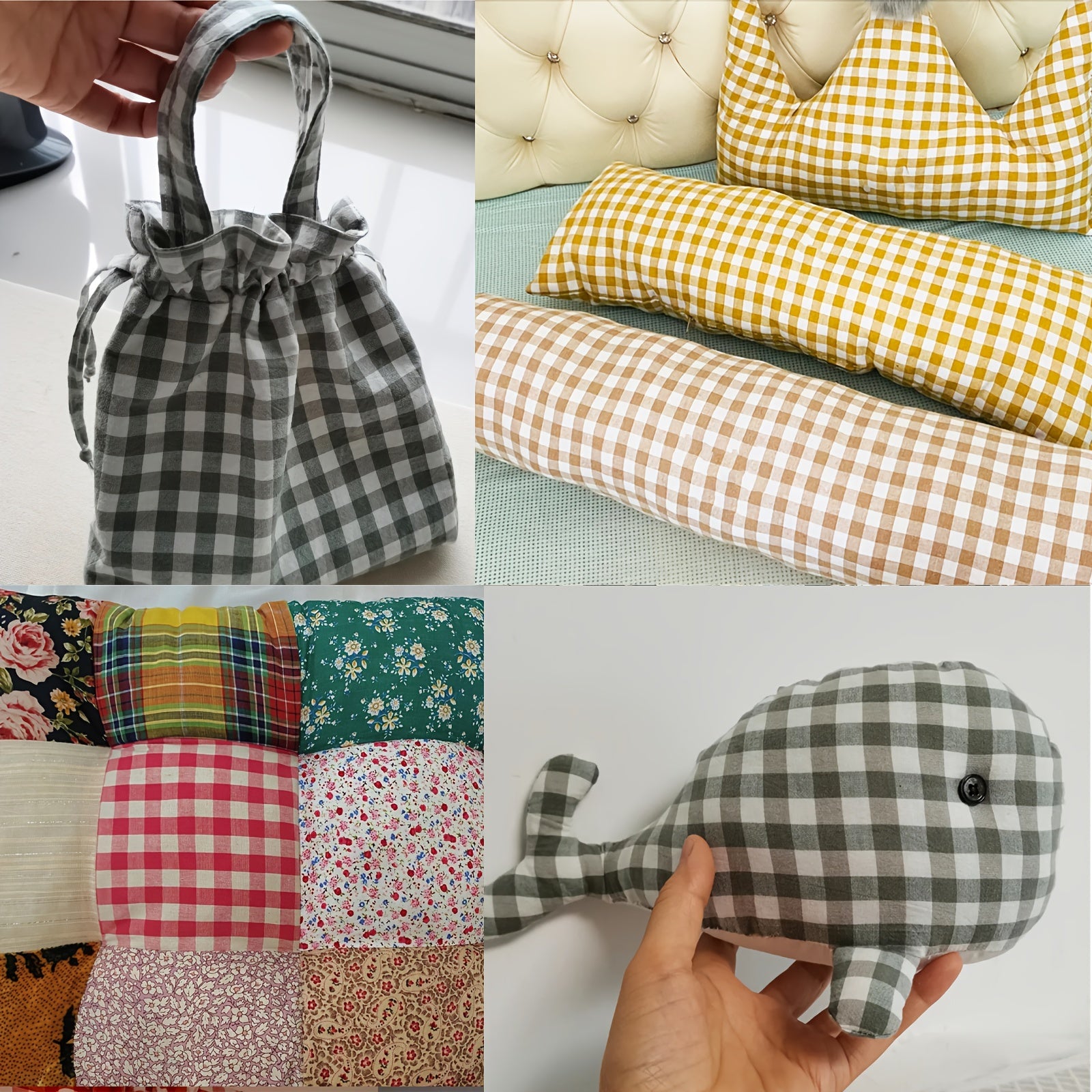 8pcs 24 Colorful Plaid Fabric Squares Pre Cut DIY Handicraft Sewing Apparel Craf