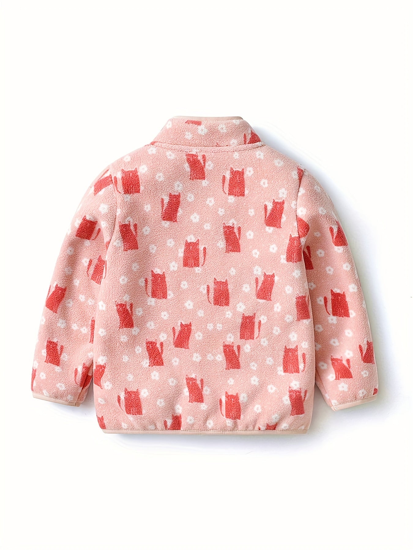 Girls Fleece Heart Printed Zipper Jacket for Outdoor