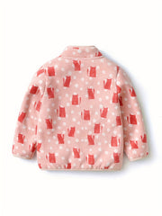 Girls Fleece Heart Printed Zipper Jacket for Outdoor