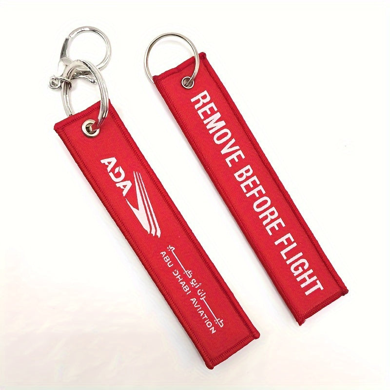 Letter Embroidery Woven Label Key Chain Pendant Backpack Hanging Key Chain