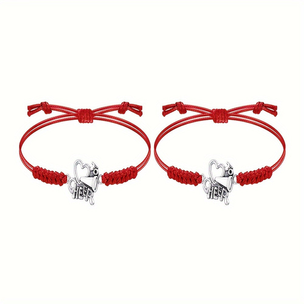 2pcs Cheerleader Charm Bracelet Adjustable For Cheer Team