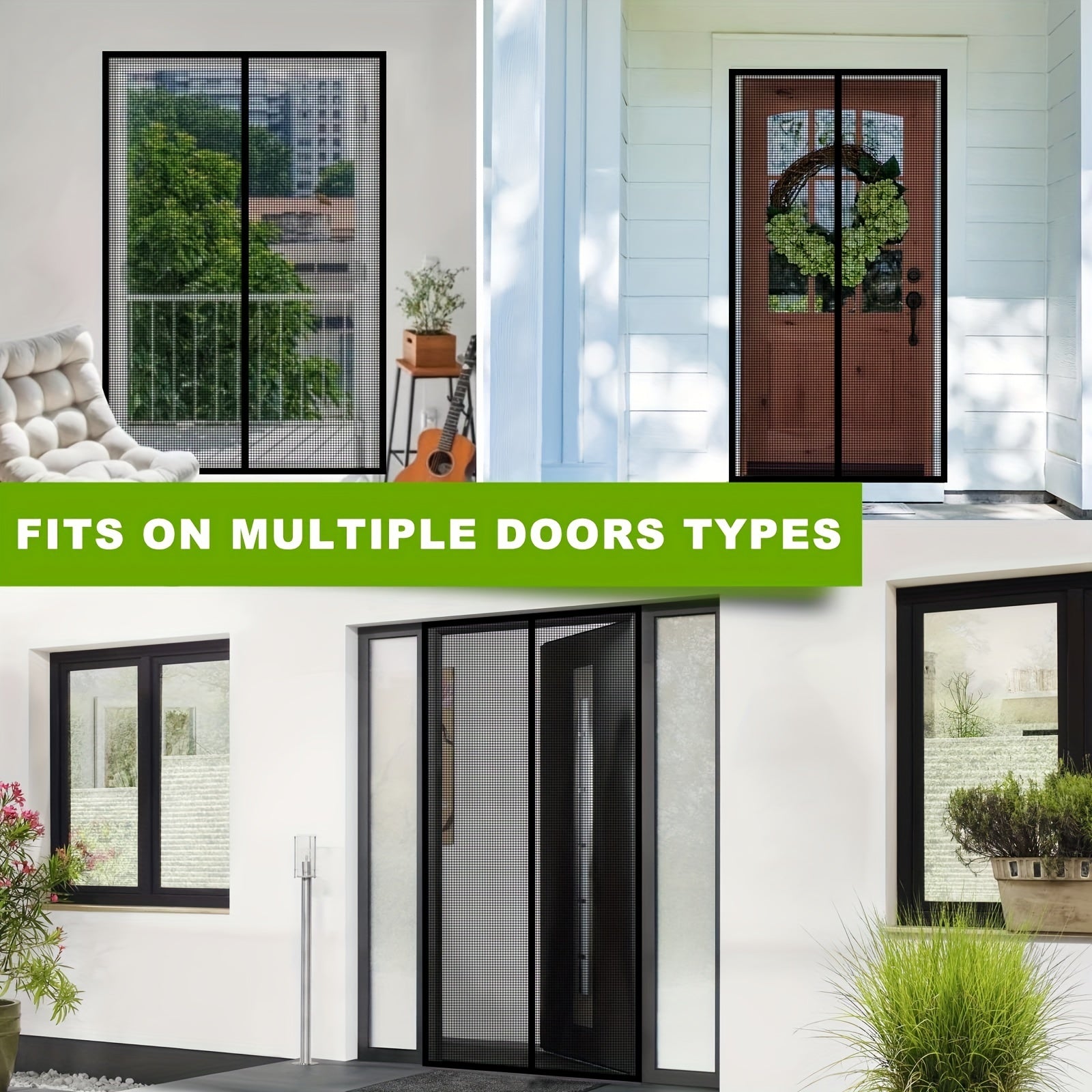 Magnetic Screen Door Fits 84x200cm Doors - Heavy Duty Fiberglass Mesh
