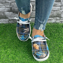 Butterfly & Plaid Pattern Flat Canvas Shoes Women's Slip On Casual Shoes