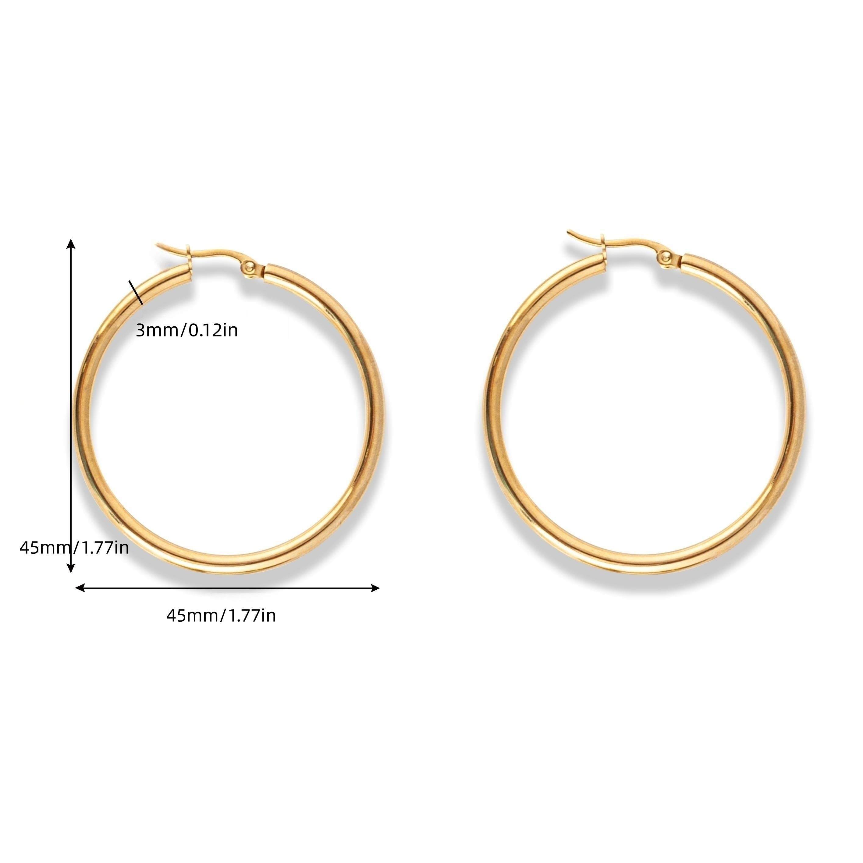 6 Pairs of Golden Round Hoop Earrings Set for Girls