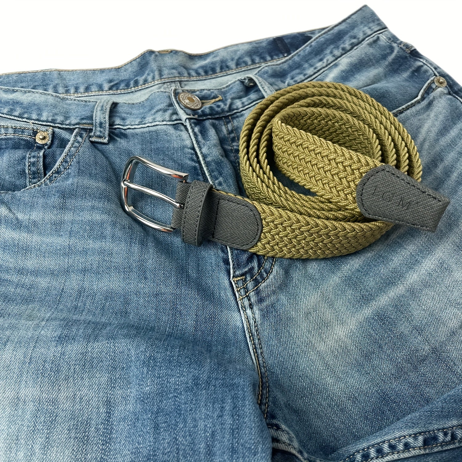 Elastic Braided Belt Pin Buckle Casual Jeans Pants Belt