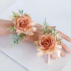Wedding Bridesmaids Wrist Corsage with Artificial Blooms