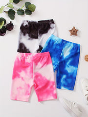 3pcs Kids Girls Tie Dye Elastic Waist Short Leggings Spring Summer Clothes