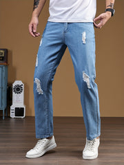 Men's Ripped Jeans Distressed Denim Pants Street Style