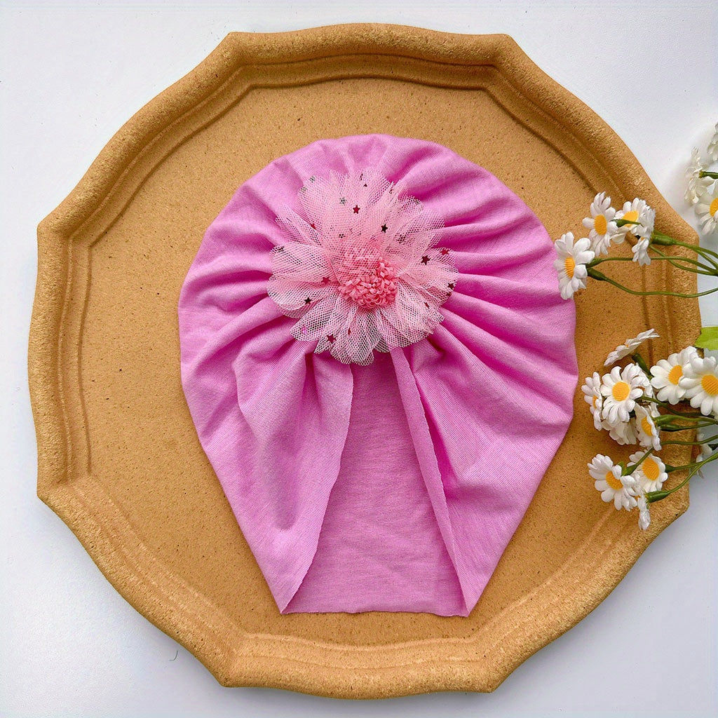 Soft Elastic Strip Flower Baby Hat For Girl