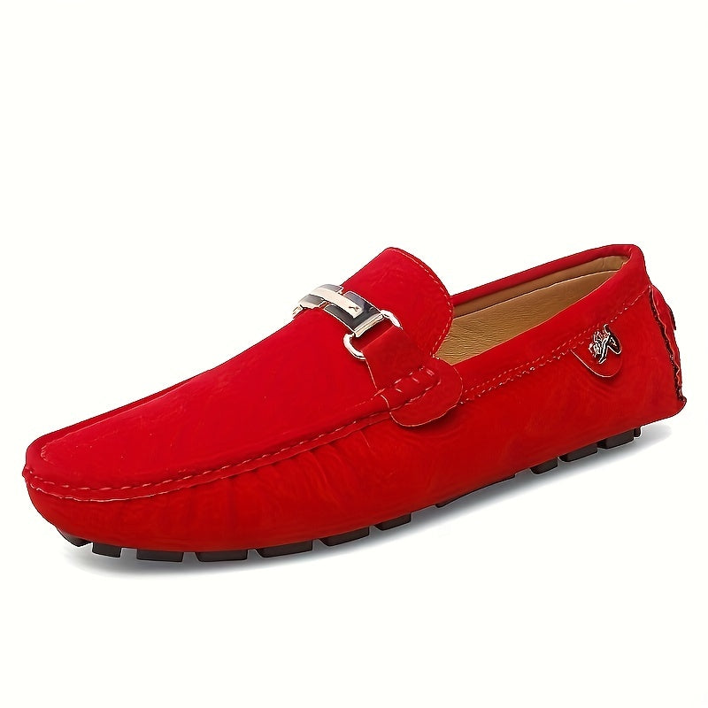 Men's Comfy Non-slip Loafer Moccasins w/ Metallic Decor