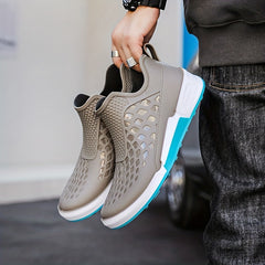 Men Low Top Block Rain Boots Waterproof Non slip Rain Shoes