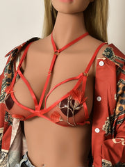 Sexy Red Lace Floral Embroidered Harness Bra for Women's Lingerie