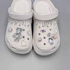 Rhinestone Shoe Decoration Set, Heart Pearl Buckle Flower DIY Charm