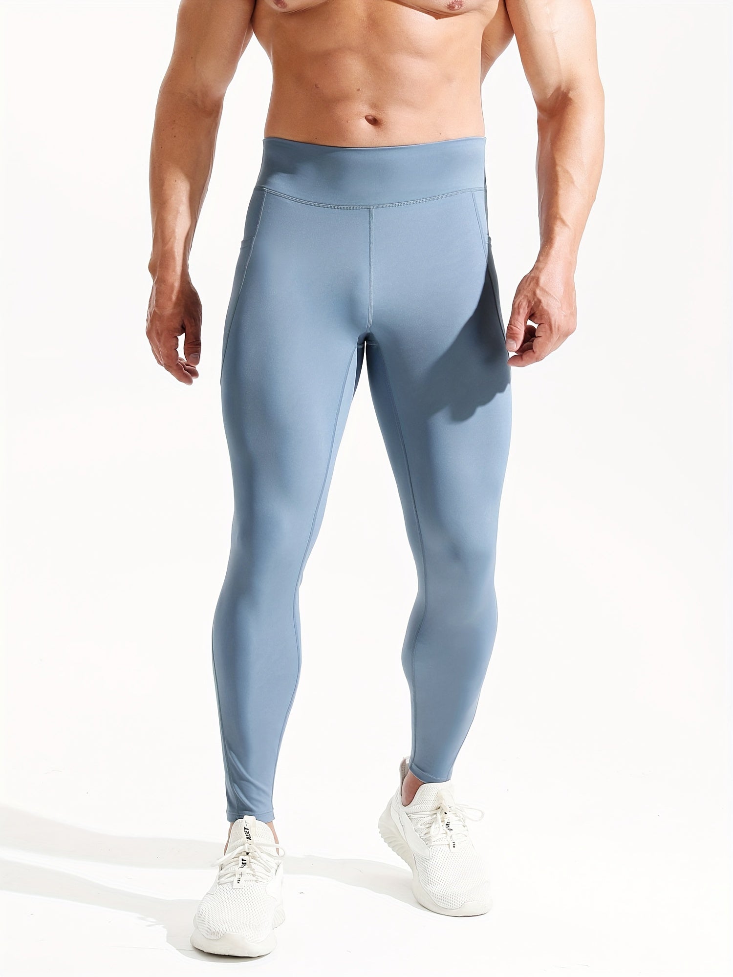 Men's Solid Pocket Leggings Active Quick Drying Sports Compression Pants