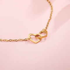 Heart To Heart Chain Bracelet 18K Plated Stainless Steel Adjustable Hand Chain