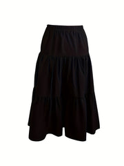 Ruched Elastic Waist Midi Skirt