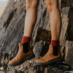Women's Chelsea Ankle Boots Round Toe Slip On Shoes