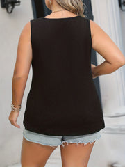 Colorblock Button Round Neck Tank Top