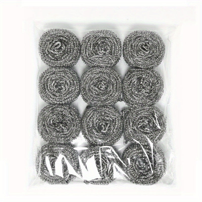 12pcs Stainless Steel Scrubbers Metal Scouring Pads Kitchen Cleaner