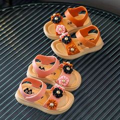 Girls Flowers Sandals Wear resistant Non Slip Comfy Beach Shoes Summer