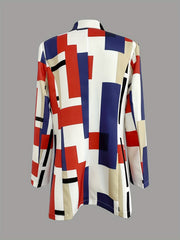 All Over Print Double Breasted Blazer Long Sleeve Blazer For Work